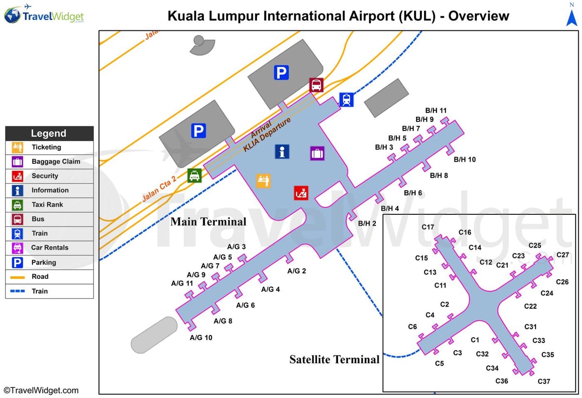 kuala lumpur ayewopò prensipal la tèminal nan kat jeyografik
